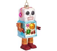 BRUBAKER Robot Colourful - Hand-Painted Glass Christmas Bauble - Mouth-Blown Christmas Tree Decoration Figures Funny Decoration Pendant Tree Ball - 5 inches (12.5 cm)