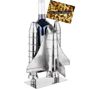 BRUBAKER Rocket Launch Bottle Holder Metal Silver for Wine Gift Space Mission