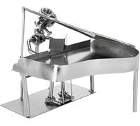 BRUBAKER Screw Figure Pianist with Grand Piano - Handcrafted Iron Figure Metal Man Piano Player - Metal Figure Piano Decoration Gift for Musician
