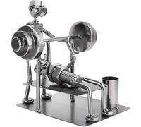 BRUBAKER Screw Man Bodybuilder Bench Press - Handmade Iron Figure Metal Man - Metal Figure with Pen Holder - Gift for Weightlifters, Gyms, Athletes and Bodybuilders