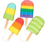 BRUBAKER Set of 4 Bath Sponge Shower Sponge - Popsicle Stick - Soap Sponge for Children and Adults - Hygienic & Durable - Bath Ball for Soaping - Wash Sponge incl. Gift Box - Colourful