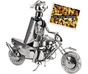 BRUBAKER Silver Wine Bottle Holder, Tabletop Mount Metal Sculpture, Modern Style, 38 cm x 45 cm x 16 cm