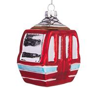 BRUBAKER Ski Gondola Red - Handpainted Glass Christmas Bauble - Mouthblown Christmas Tree Decoration Figures Funny Decoration Pendant Tree Ball - 4 inches (10 cm)