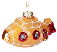 BRUBAKER Submarine Yellow Red - Hand-Painted Glass Christmas Bauble - Mouthblown Christmas Tree Decoration Figures Funny Decoration Pendant Tree Ball - 4.1 inches (10.5 cm)