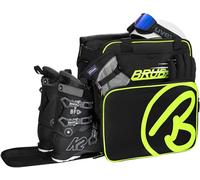 BRUBAKER Super Champion Ski Boot Bag Helmet Bag Backpack with Shoe Compartment - Black/Neon Yellow