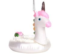 BRUBAKER Swimming Ring Unicorn - Handpainted Glass Christmas Bauble - Mouth-Blown Christmas Tree Decoration Figures Funny Decoration Pendant Tree Ball - 4.3 inches (11 cm)