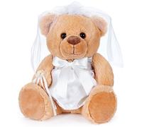 BRUBAKER Teddy Bear Bride in White Wedding Dress - Teddy Gift for Wedding, Engagement and Stag Party - Wedding Gift Cuddly Toy with Dress, Veil and Bridal Bouquet - 9.8 inches
