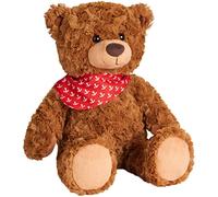 BRUBAKER Teddy Plush Bear with Anchor Bandana Red - 16.5 Inches (42 cm) - Vintage Teddy Bear Plush Teddy Cuddly Toy - Cuddly Toy with Extra Soft Fur - Soft Toy Brown