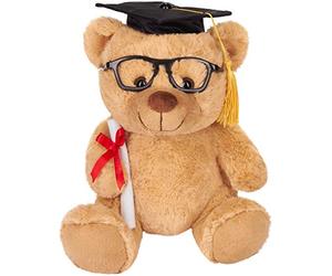 BRUBAKER Teddy Plush Bear with Glasses, Diploma and Square Academic Cap - Cuddly Toy for Graduation, High School or University - 9.84 Inches (25 cm) - Light Brown
