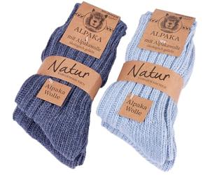 BRUBAKER Unisex Alpaca Wool Socks for the Cold Winter Days - Pack of 4 - Blue - EU 47-50 / UK 13-16