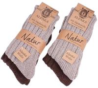 BRUBAKER Unisex Alpaca Wool Socks for the Cold Winter Days - Pack of 4 - Browns - EU 35-38 / UK 2-5