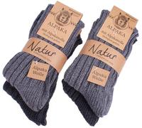 BRUBAKER Unisex Alpaca Wool Socks for the Cold Winter Days - Pack of 4 - Greys - EU 47-50 / UK 13-16