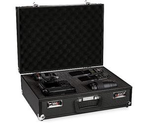 BRUBAKER universal Transport Case made of Aluminium - Photo Case with Foam for Cameras, Equipment, Tools - Lockable Protective Case Camera Case with Combination Lock - 18.3 x 13.4 x 5.9 inches - Black