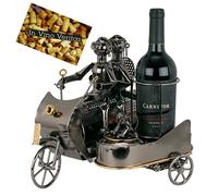 BRUBAKER Wine Bottle Holder Metal "Biker Couple with Sidecar" Gift for 2 Bottles