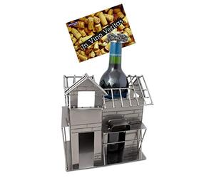 BRUBAKER Wine Bottle Holder Topping-Out Ceremony - Metal Bottle Stand Rack - with Gift Card