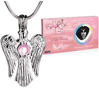 BRUBAKER Wishing Pearl Guardian Angel - Necklace with Silver Angel Pendant + Shell with Real Pearl as Jewellery Gift Set