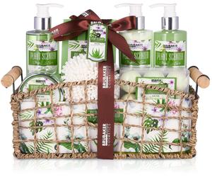 BRUBAKER Womens Aloe Vera Bath & Body Gift Set Organic Spa 13 Pcs in Basket