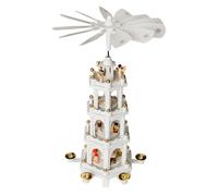 BRUBAKER Wooden Christmas Pyramid 60cm (23.6") Windmill White Carousel