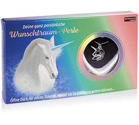 BRUBAKER Wunschtraum Wunschperle Necklace with Unicorn Pendant + Shell with Real Pearl as Jewellery Gift Set