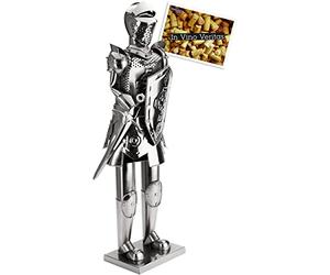 BRUBAKER XXL Knight with Sword and Shield - 23 Inches - Wine Bottle Holder Stand Rack Home Kitchen Decoration with Gift Card