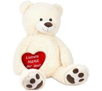 BRUBAKER XXL Teddy Bear 100 cm / 40" with Red Plush Heart Liebste Mama