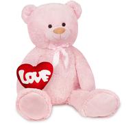 BRUBAKER XXL Teddy Bear 40 Inch With a printed LOVE on Heart Soft Toy Cuddly Toy