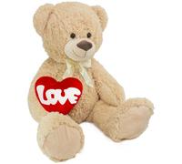 BRUBAKER XXL Teddy Bear 40 Inch With a printed LOVE on Heart Soft Toy Cuddly Toy