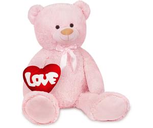 BRUBAKER XXL Teddy Bear 40 Inch With a printed LOVE on Heart Soft Toy Cuddly Toy