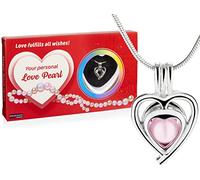 BRUBAKER "Your personal Love Pearl Wish Pearl - Necklace with Silver Heart Pendant + Shell with Real Pearl as Jewellery Gift Set - Love