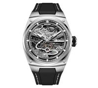 BRUBOSES Men's Automatic Luxury Watch, Self Winding, Hollow-Out Synthetic Sapphire Mirror, 3ATM Waterproof, Black, Watches