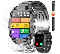 BRUBOSES Smart Watch for Men Military Answer/Make Call 2.01″ Display 170+ Sports Modes Fitness Smart Watch IP68 Waterproof 30 Days Standby Smartwatch for Android iOS Black (2 Straps)