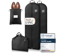 Bruce.® 2x Premium Garment Bags 160x60cm with 1x Shoe Bag, Breathable Clothes Cover for Suits, Dresses, Coats & Jackets, 120 GSM Heavy-Duty Material Perfect for Travel & Wardrobe Storage Bag