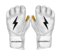 BRUCE BOLT 2020 Premium Pro White Long Cuff Cabretta Leather Baseball Batting Gloves with Glove Bag - Adult Medium LWM