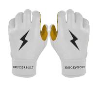 BRUCE BOLT 2020 Premium Pro White Short Cuff Cabretta Leather Baseball Batting Gloves with Glove Bag - Adult Small SWS