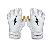 BRUCE BOLT 2020 Premium Pro White Short Cuff Cabretta Leather Baseball Batting Gloves with Glove Bag - Adult XLarge SWXL