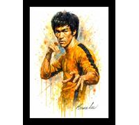 Bruce Lee Autographed Splash Art Watercolour Print. (A4 FRAMED)
