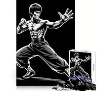 Bruce Lee Black And White 1000 Piece Teenager Puzzles Clear Thinking Gentle Pastime Precise Edges Ideal Xmas Gift (50x75cm)