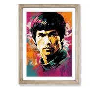 Bruce Lee Colour Field Framed Print | A2 Oak Framed Wall Art | Ready to Hang | Modern Nature Picture | Living Room Bedroom Lounge Office