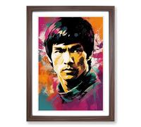 Bruce Lee Colour Field Framed Print | A2 Walnut Framed Wall Art | Ready to Hang | Modern Nature Picture | Living Room Bedroom Lounge Office