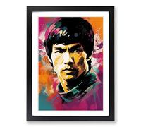 Bruce Lee Colour Field Framed Wall Art Print, Ready to Hang Picture for Living Room Bedroom Home Office, Black A2 (48 x 66 cm)