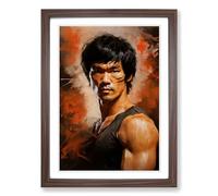 Bruce Lee Digital Framed Print | A2 Walnut Framed Wall Art | Ready to Hang | Modern Nature Picture | Living Room Bedroom Lounge Office