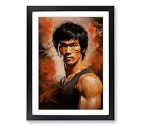 Bruce Lee Digital Framed Wall Art Print, Ready to Hang Picture for Living Room Bedroom Home Office, Black A2 (48 x 66 cm)