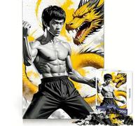 Bruce Lee Dragon Art 1000 Piece Jigsaw Puzzles for Teenagers Jigsaw Sharp Recall Soothing Downtime Uniform Cut (50x75cm)