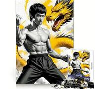 Bruce Lee Dragon Art Jigsaw Puzzles 1000 Pieces Clear Thinking Calm Downtime Precise Edges Chic Xmas Gift (38x26cm)