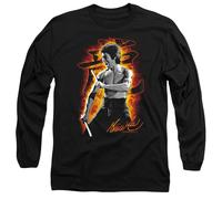 Bruce Lee Dragon Fire Unisex Long Sleeve T Shirt, Black, Medium