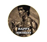 Bruce Lee Drawing, Kung Fu, Martial Arts Birthday Personalised 8 inch Round PRECUT Easy Peel Edible Icing Cake Topper Decoration Birthday