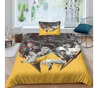Bruce Lee Duvet Cover Set Comforter Cover Bedding Set for Teens Adults Breathable 2Pcs All Season Chinese Kung Fu Quilt Set with Zipper Closure,Easy Care,Easy Care Durable Single（135x200cm）
