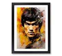 Bruce Lee Expressionism Framed Print | A2 Black Framed Wall Art | Ready to Hang | Eclectic Historical Picture | Living Room Bedroom Lounge Office