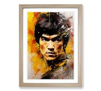 Bruce Lee Expressionism Framed Print | A2 Oak Framed Wall Art | Ready to Hang | Eclectic Historical Picture | Living Room Bedroom Lounge Office