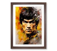 Bruce Lee Expressionism Framed Wall Art Print, Ready to Hang Picture for Living Room Bedroom Home Office, Walnut A2 (48 x 66 cm)